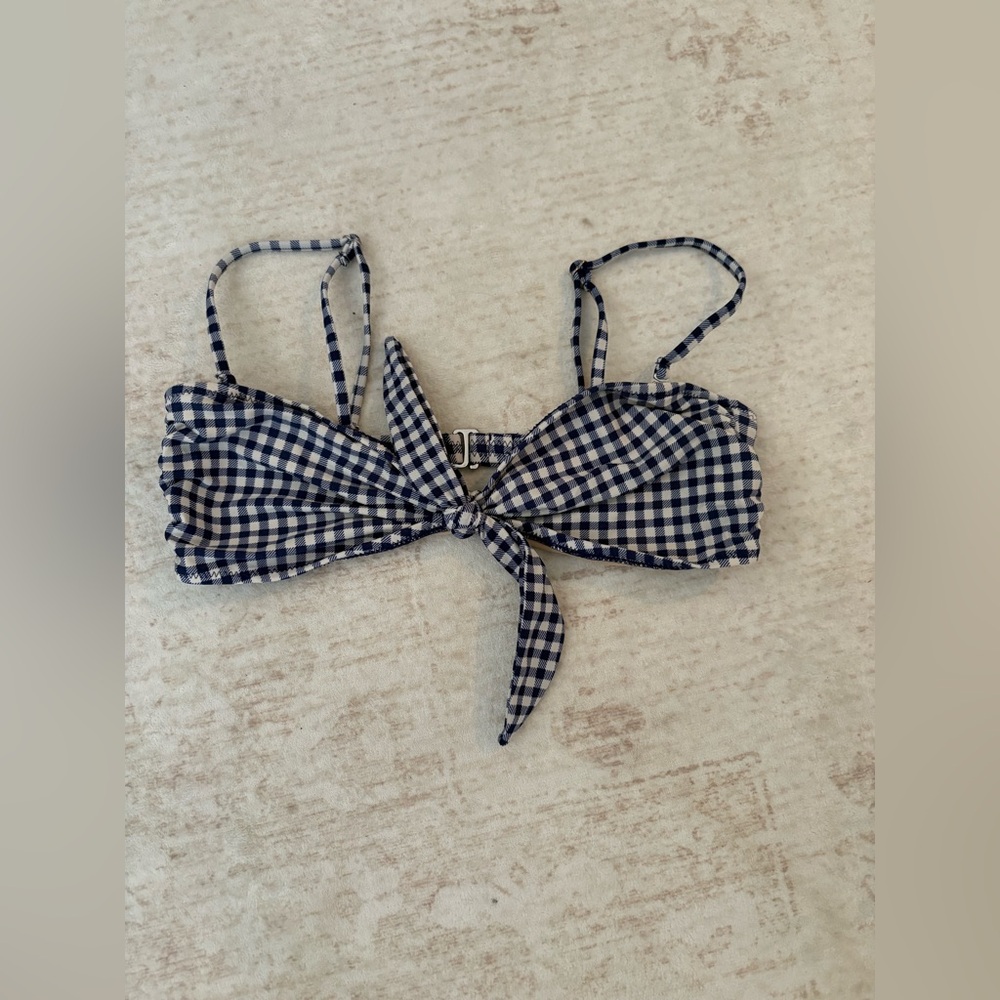 Blue and White Gingham Bikini Top